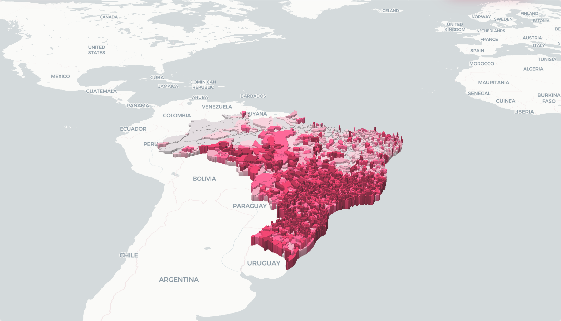 Mapa do Brasil com manchas de calor mostrando onde há mais negócios de beleza por habitante